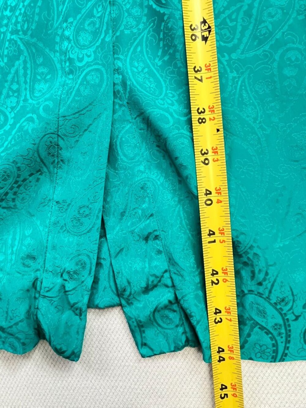 Vintage Neiman Marcus Women's Silk Button-Front Midi Dress Sz 6 Teal Paisley - Picture 7 of 12